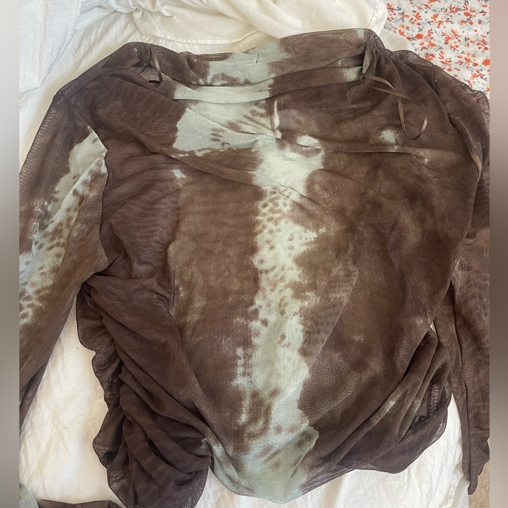 Brown and Creamy Tie-Dye Top